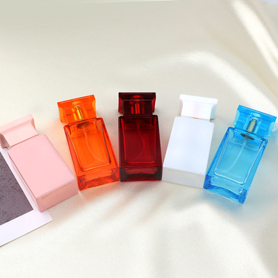 comprar Los fabricantes al por mayor perfuman las botellas, botellas de cristal blancas transparentes del cuadrado altas, empaquetado de los cosméticos online manufacture