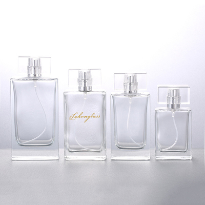 comprar Botella de perfume vacía de cristal transparente de la botella de perfume 30ML50ML100ML de la botella de los cosméticos de botella de la boca rectangular del tornillo online manufacture
