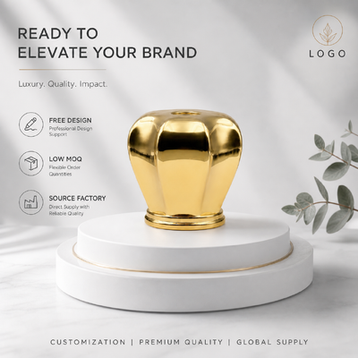 comprar Luxury Multi Curved Faceted Zinc Alloy Perfume Cap Mirror Gold Electroplated Zamac Fragrance Bottle Lid Logotipo personalizado OEM ODM Fuente de fábrica mayorista Fabricación en línea