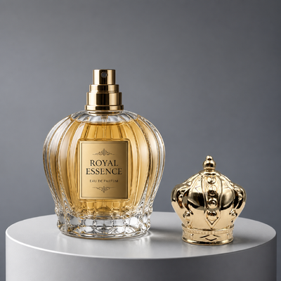 comprar Espejo de lujo Brillo Real Coronado de Zamac Perfume Cap Revestido de oro Revestido de patrón real en relieve Perfume Lid Zinc Alloy Metal Perfume Bottle Cover Logotipo personalizado FEA15 para Dubai Oud Attar Perfume Bottle Fabricación en línea