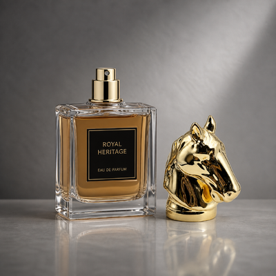 comprar Venta al por mayor Cabeza de caballo de oro sólido de alto brillo tapa de botella de perfume simple escultura de semental integrada cierre Zamac OEM grabado logotipo Oriente Medio Luxury fragancia embalaje Fabricación en línea