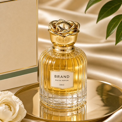 comprar Fábrica Logotipo personalizado Espejo pulido 3D Full Bloom Rosa Zamac Perfume Cap Brillante Oro Zinc de aleación Bowl redondo tapa floral Compatible FEA15 de vidrio Ladies Oud botellas de perfume Fabricación en línea