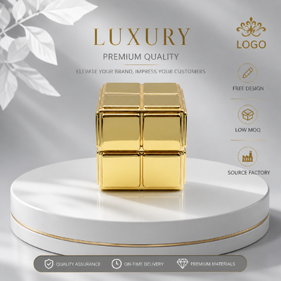 Comprar Espejo Oro Rubik Cubo Cuadrado Cuadrado Capa de Perfume de aleación de zinc Encasillado en Relieve de Bloqueo de Metal Capa de Fragancia para Diseñador de lujo Botella de Perfume de vidrio vacío Fabricación en línea