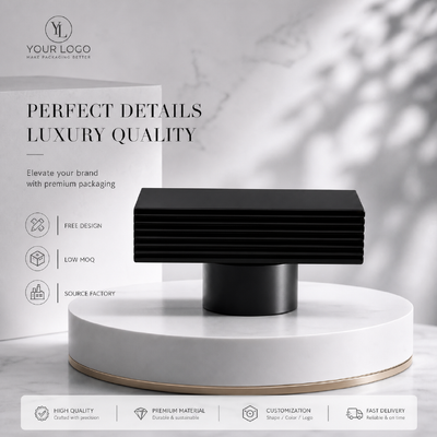comprar Capa de perfume de aleación de zinc rectangular de costillas horizontales negras opacas Capa de perfume de metal a rayas personalizada Modelo JH5082 para diseñador de lujo Botella de perfume de vidrio vacío Fabricación en línea