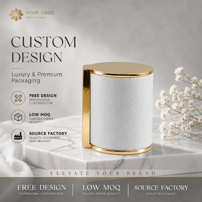comprar Cuero blanco envolvente de oro de aleación de zinc Cap de perfume de costumbre de la mano lateral de la fragancia tapa JMS032 Para el diseñador de lujo vidrio vacío perfume cosmético paquete Fabricación en línea