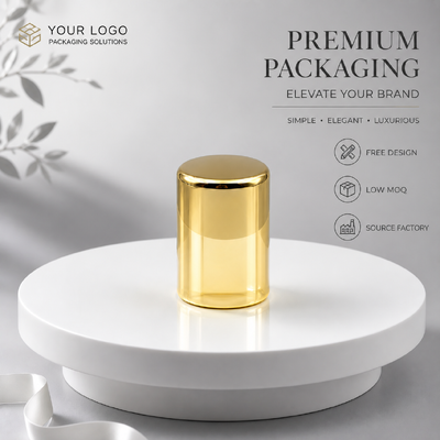 comprar Lujo Oro Polido Capa de Botella de Perfume de Aleación de Zinc Capa de Botella de Perfume de cilindro personalizado Capa de fragancia de metal para botella de vidrio cosmético Fabricación en línea
