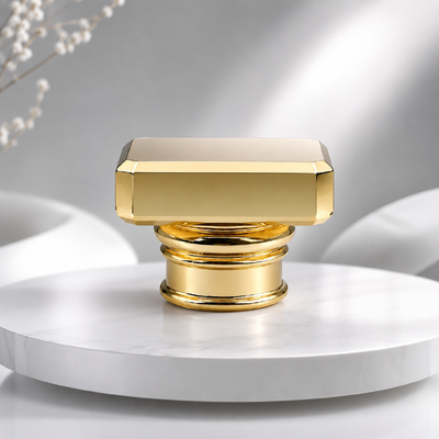 comprar Tapa de Perfume Rectangular Biselada de Espejo de Fábrica Dorada con Múltiples Anillos de Aleación de Zinc, Tapa Metálica Pulida Personalizada para Envases de Botellas de Perfume de Vidrio Vacías de Diseñador de Lujo Fabricación en línea