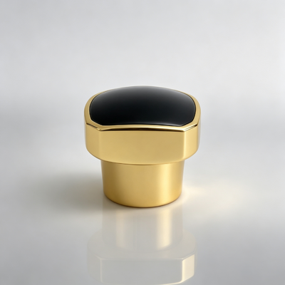 comprar Luxury Black Top Gold Zamac Perfume Cap Custom Metal Perfume Bottle Cap Para Cosméticos Perfumes Botella de vidrio Fabricación en línea