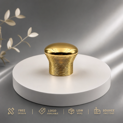 comprar Fábrica de costumbre de hilo horizontal con ranuras de reloj de arena Cúpula de hongo Espejo Oro Cúpula de Zinc de aleación de perfumes Modelo JHS027 OEM ODM Logotipo grabado personalizado Zamac Perfume Lid Para botella de perfume de vidrio de lujo Magnético Fabricación en línea