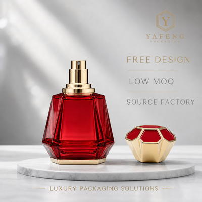 comprar Venta al por mayor de fábrica Tapa de perfume de aleación de zinc con corte de diamante Chapado en oro Esmalte rojo Zamac Tapa de botella de fragancia Logotipo personalizado OEM Cubierta de perfume de metal Fabricación en línea