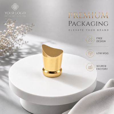 comprar Venta al por mayor de fábrica, tapa de perfume curva de media luna, aleación de zinc, tapa de botella de fragancia de oro brillante, logotipo personalizado OEM, cubierta de perfume de metal, tapa magnética Fabricación en línea