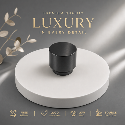 comprar Minimalista cilindro de zinc de aleación de fragancia tapa cepillado negro de doble cubierta botella de perfume superior logotipo personalizado para perfumes botella de vidrio magnético Fabricación en línea