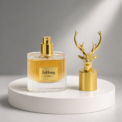 comprar Tapa de Perfume de Zamac de Cabeza de Ciervo 3D de Lujo con Grabado de Logo Personalizado y Acabado Dorado Electroplateado Fabricación en línea