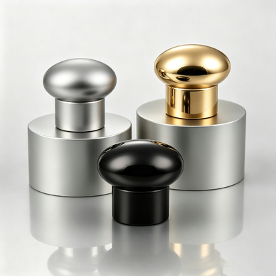 Comprar Venta al por mayor de fábrica, tapa de perfume con forma de hongo de Zamac, cubierta de botella de perfume de metal con parte superior de bombilla ovalada, OEM con logotipo personalizado Fabricación en línea
