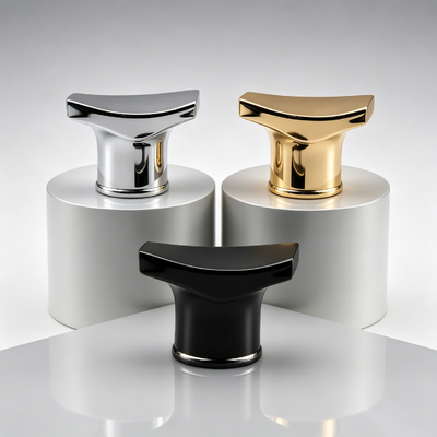 Comprar Tapa de perfume de aleación de zinc en forma de ala curva de lujo, tapa de zamac acampanada, galvanoplastia con espejo, logotipo personalizado OEM Fabricación en línea