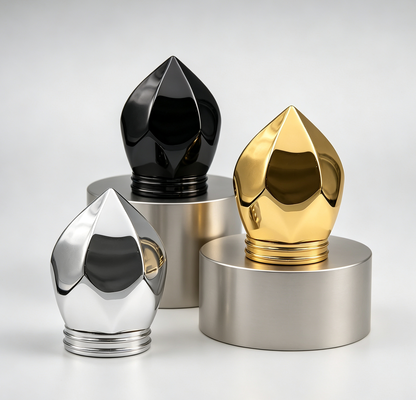 Comprar Capa de perfume de aleación de zinc FEA15 forma de brote de diamantes de lujo electroplacado tapa de botella de perfume logotipo personalizado OEM ODM Fabricación en línea