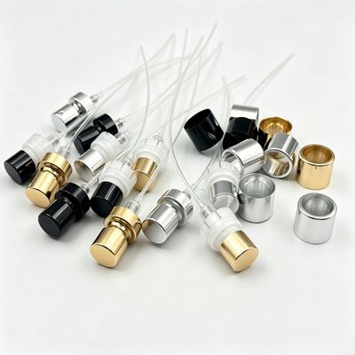 Comprar Atomizador de perfume, varias dosis, bomba de aluminio de alta calidad, disponible en dorado, negro y plateado. Fabricación en línea
