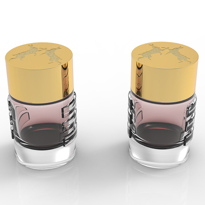 Capa de perfume Zamak personalizada para gorras de perfume con acabado dorado / plateado y logotipo