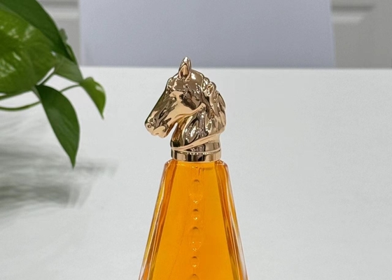 Capas de perfumes Zamak en forma de caballo de metal Capas de botellas de perfumes de aleación de zinc de vidrio