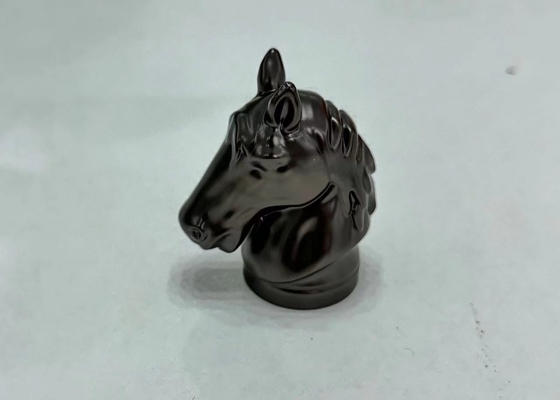 Capas de botellas de perfume en forma de caballo negro brillante Capa de aleación de zinc personalizada