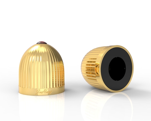 Capas de perfume Zamak de aleación de zinc cristal en color oro para un embalaje de fragancias duradero y elegante