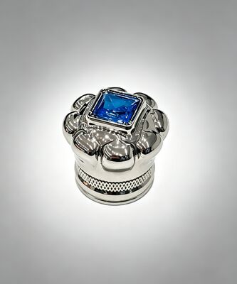 Luxury Zamak Perfume Cap con piedra preciosa azul brillante - cierre de botella premium