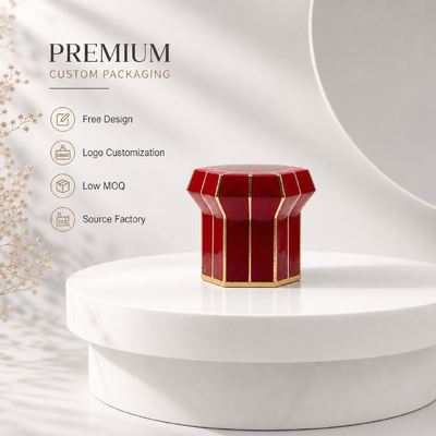Lujo Hexagonal Enamel Rojo de Zinc Aliado Cap Perfume Oro Trim Zamac Fragrance Botella tapa Logotipo personalizado OEM ODM Fuente de fábrica mayorista
