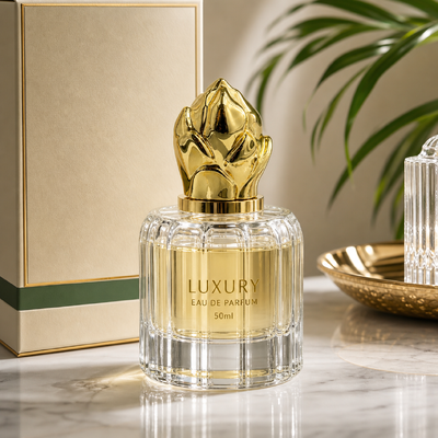 Venta caliente Dubai Arabia Luxury Espejo Oro 3D Magnolia Flor Bud Zamac Perfume Cap Floral Metal Oud Attar Botella tapa Logotipo grabado a medida