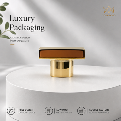 Espejo Oro Rectángulo Horizontal Capa de Perfume de Aleación de Zinc Custom Dos Niveles de Metal Capa de Perfume Modelo JH5045 Para diseñador de lujo Botella de perfume de vidrio vacío