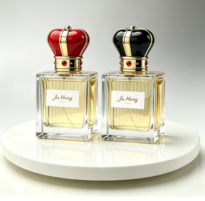 Corona Magnética Botella de Perfume Zamac con Boquilla Rociadora | Botella de Vidrio Transparente Cuadrada Vacía para Fragancia