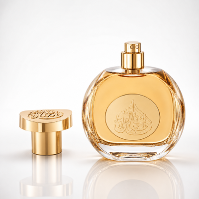 Capa de perfume Zamac recubierta de oro con diseño personalizado y patrón en relieve para botellas de fragancias de lujo