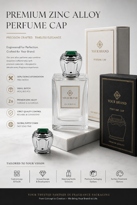 Capuchón de perfume de aleación de zinc ondulado de lujo incrustada Esmeralda gema personalizada Zamac Botella de fragancia tapa OEM Logotipo electroplacado Copia de perfume de metal magnética