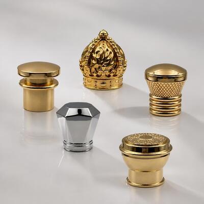 Luxury Dome Zamac Perfume Cap Oro Plata Revestida Facetada Vertical Rib Metal Perfume Bottle Lid Logotipo personalizado para la fragancia Oud