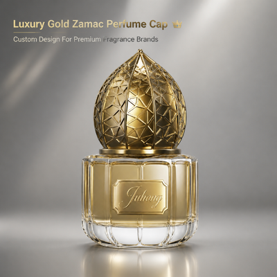 Luxury Hollow Lattice Teardrop Zamac Perfume Cap, Gold Electroplated Decorative Metal Perfume Closure Logotipo personalizado para botellas de perfume árabe