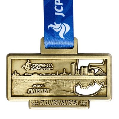 Medallas de encargo grabadas oro de la aleación del cinc del rectángulo de Blue Ribbon