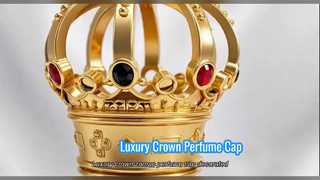 Tapa de perfume de Zamac con forma de corona con diamantes de imitación rojos incrustados