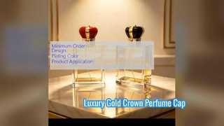 Tapa de perfume con corona magnética de lujo, cristal chapado en oro